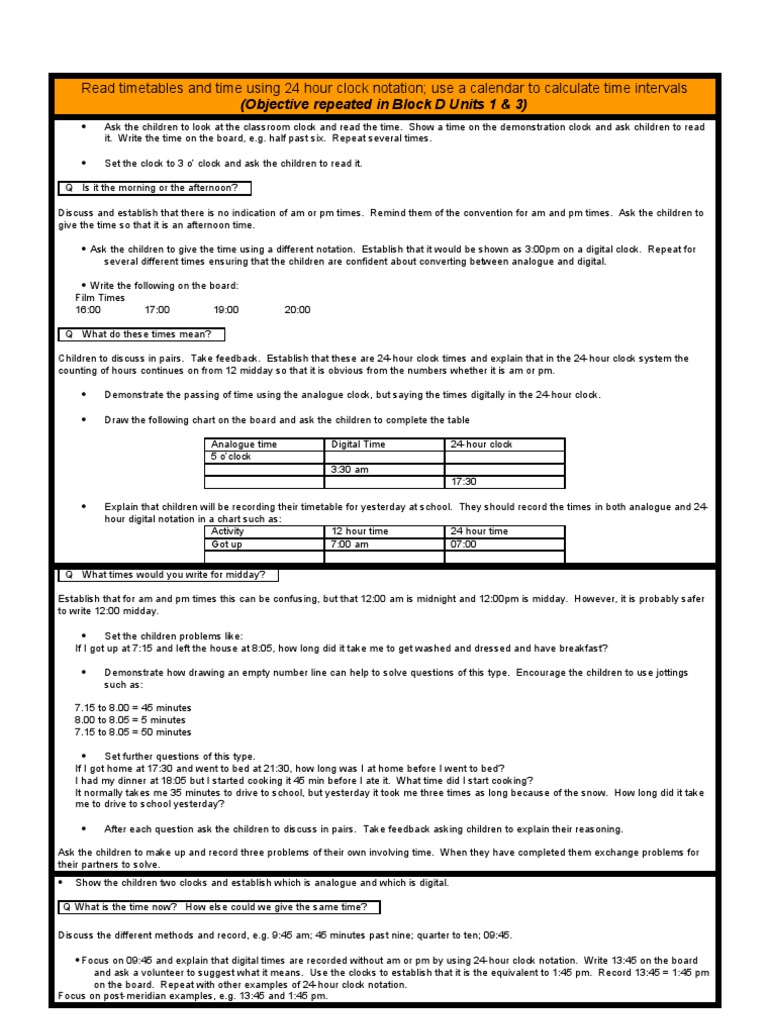 D.3.5 Read Timetables and Time Using 24 Hour Clock Notation PDF