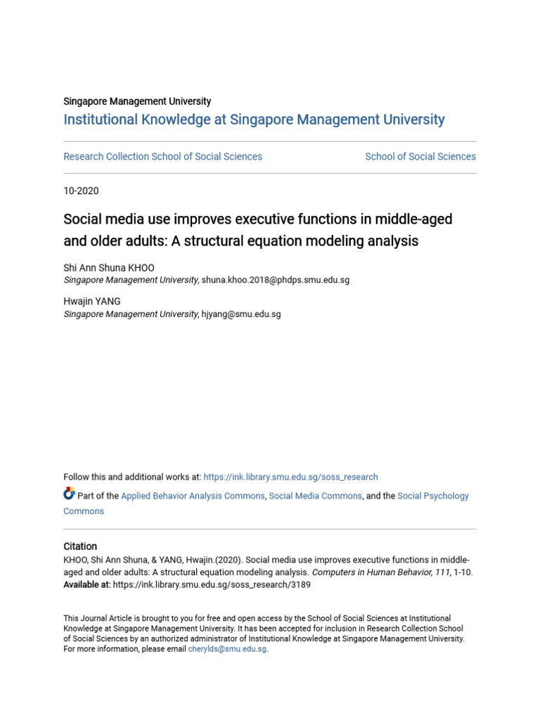 Social Media Use Improves Executive Functions in Middle-Aged and | PDF ...
