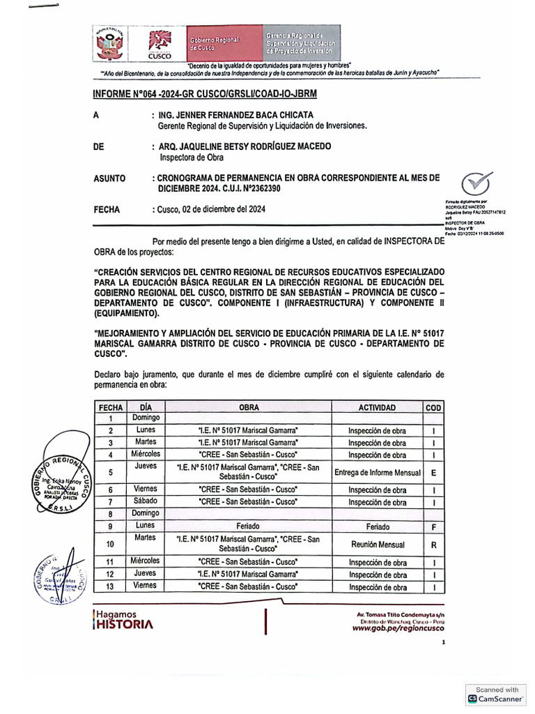 Crono Perma Obra Dic 24 Arq Jaq | PDF