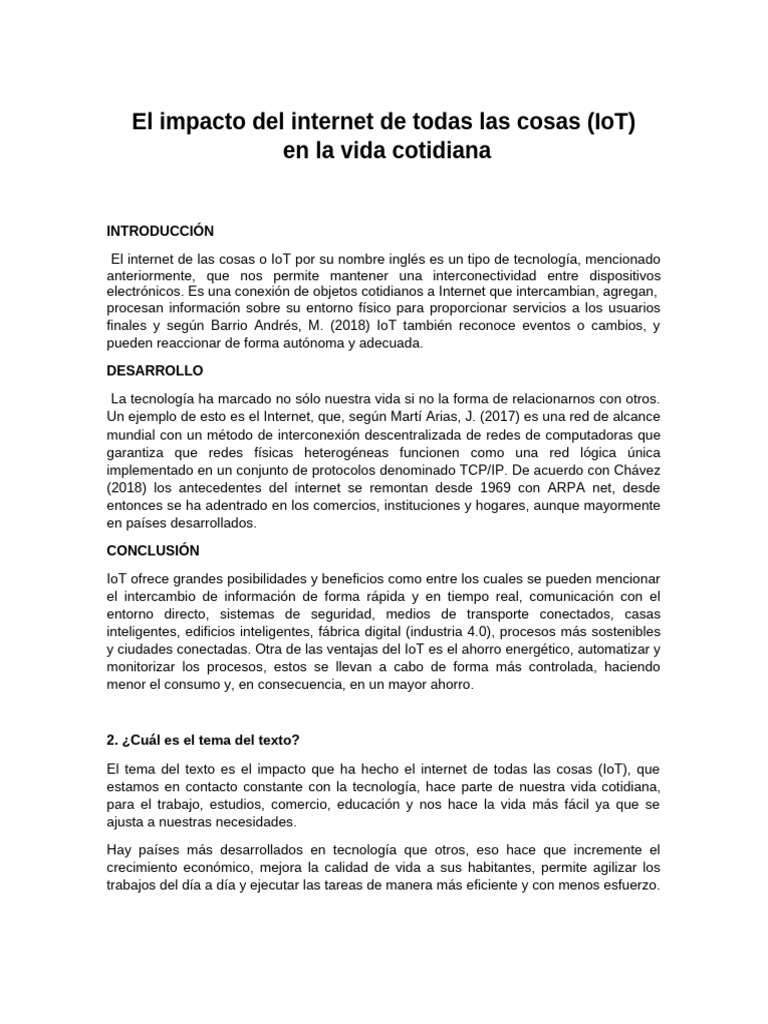 Impacto del IoT en la Vida Cotidiana | PDF | Internet de las Cosas ...