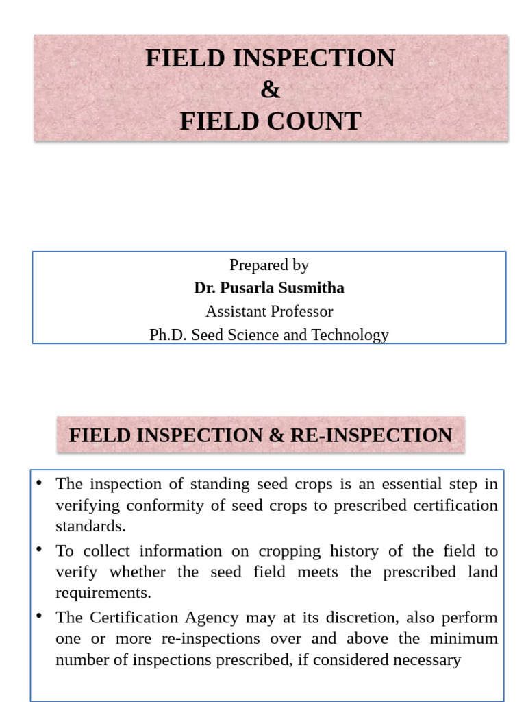 Field Inspection Procedures for Seed Certification | PDF | Seed | Pollen