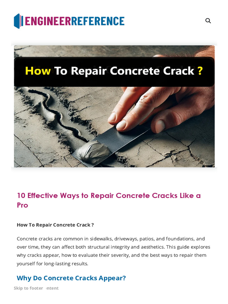 10 Effective Ways to Repair Concrete Cracks Like a Pro _ Engineering ...
