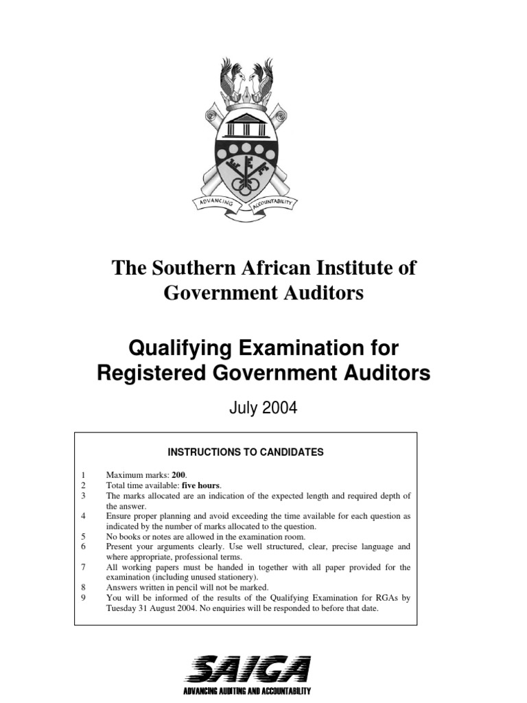 The Southern African Institute of Government Auditors Qualifying