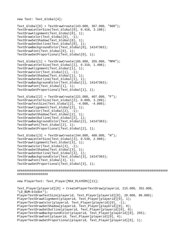 Player Text Draw Configuration Code | PDF