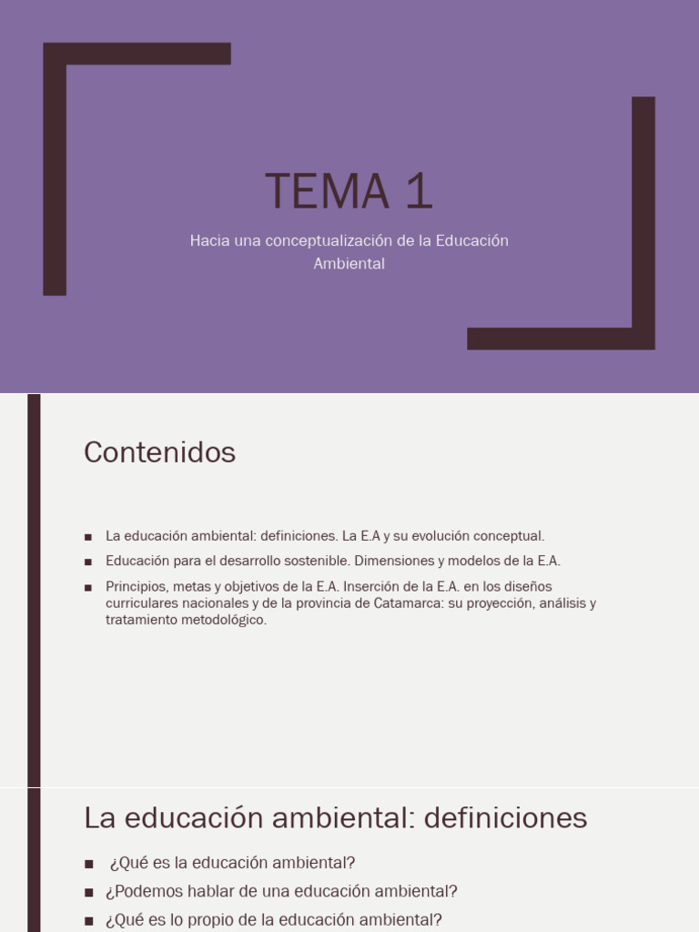 Tema 1 EdAmbiental | PDF | Sustentabilidad | Entorno natural