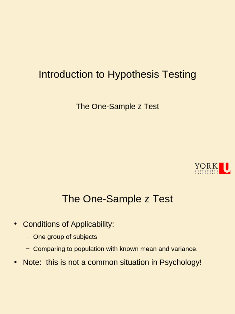 One-Sample z Test in Hypothesis Testing | PDF | Type I And Type Ii ...