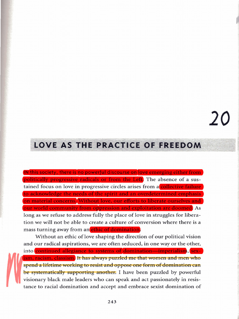 EHUM 284 Love As The Practice of Freedom (Hooks) PDF