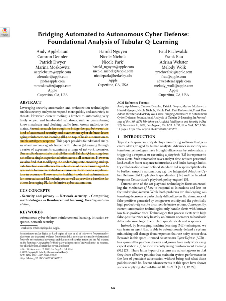 Bridging Automated To Autonomous Cyber Defense - Foundational Analysis ...