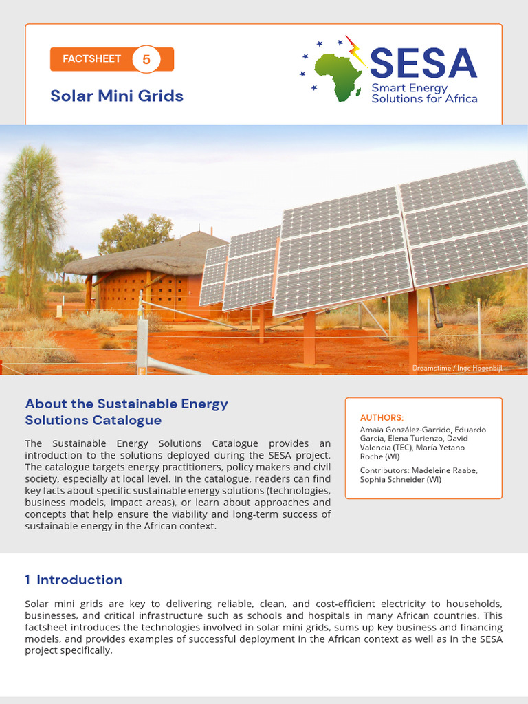 SESA Factsheet 5 Solar Mini Grids - Approved | PDF | Electrical Grid ...