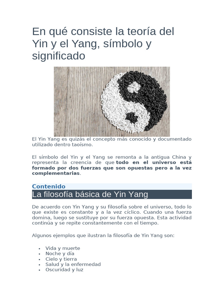 Teoría del Yin y Yang: Significado y Simbolismo | PDF | Yin y yang