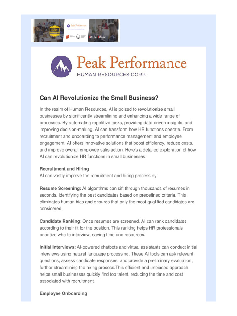 AI's Impact on Small Business HR | PDF | Recruitment | Artificial ...