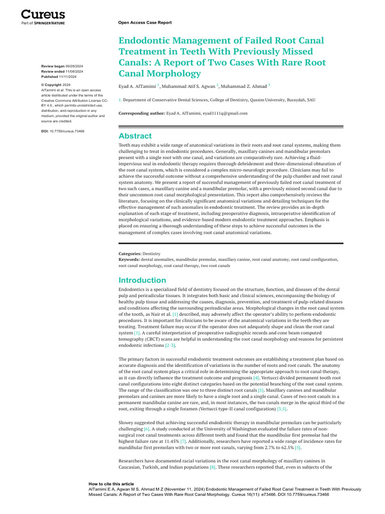 Endodontic Management of Failed Root Canal Treatme | PDF | Clinical ...