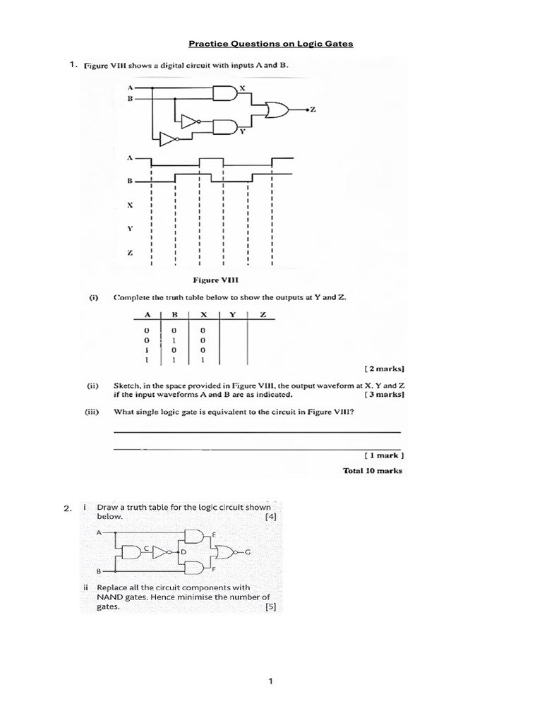 Logic Gates Questions | PDF