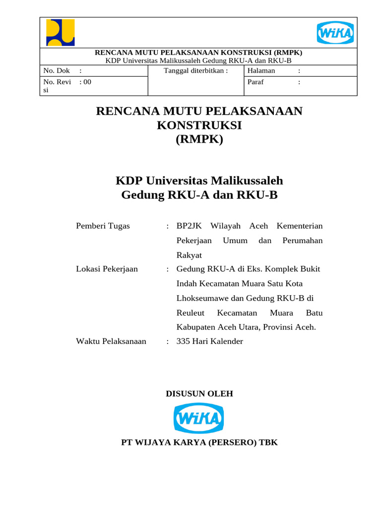 RMPK Konstruksi Gedung RKU Universitas | PDF