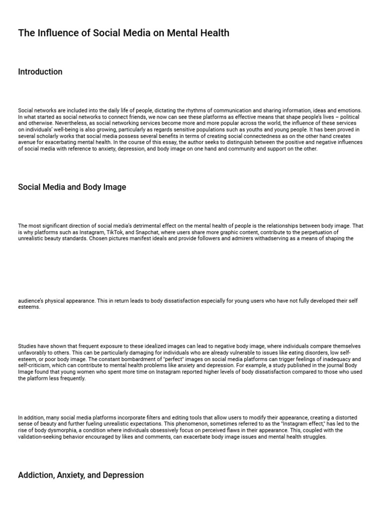 Social Media's Impact on Mental Health | PDF | Mental Health | Popular ...