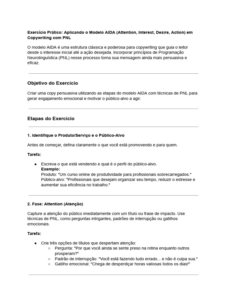 AIDA e PNL: Copywriting Eficaz | PDF