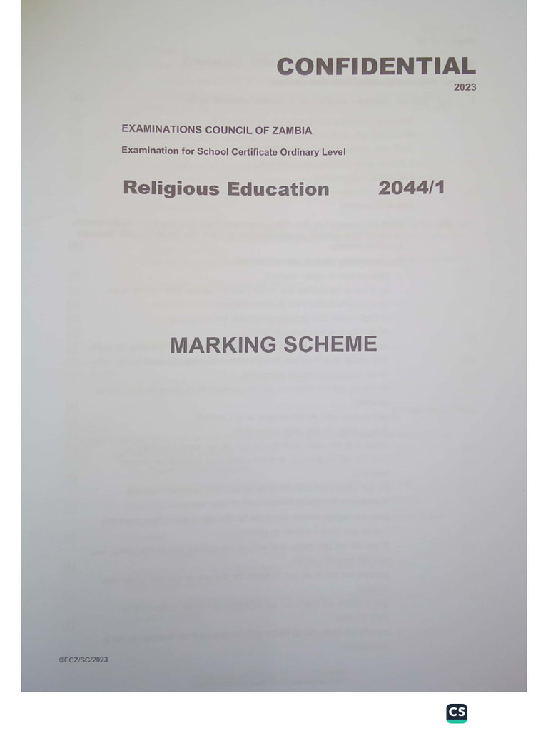 Re 2044 Marking Scheme 2023 | PDF