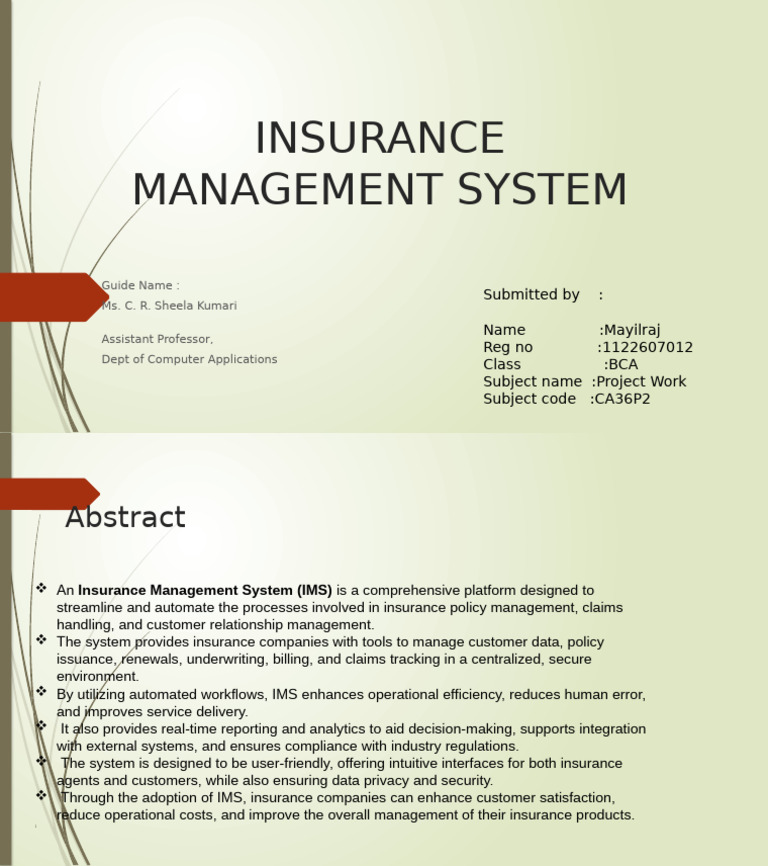 Insurance Management System Overview | PDF