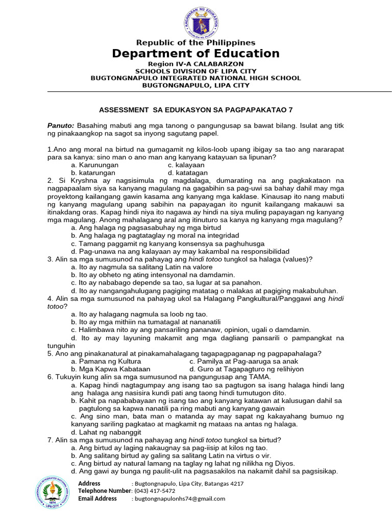 Esp 7 3rd Assessment - To Print | PDF