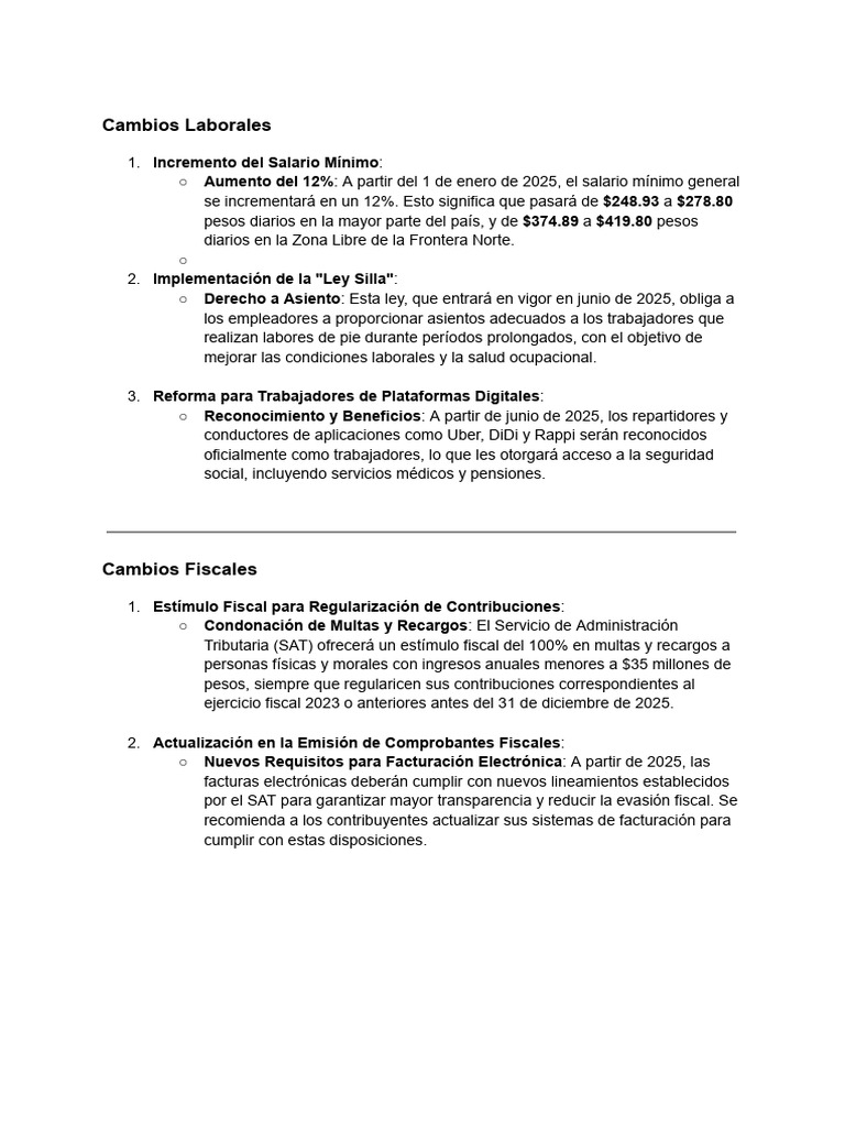 Cambios Laborales y Fiscales 2025 | PDF