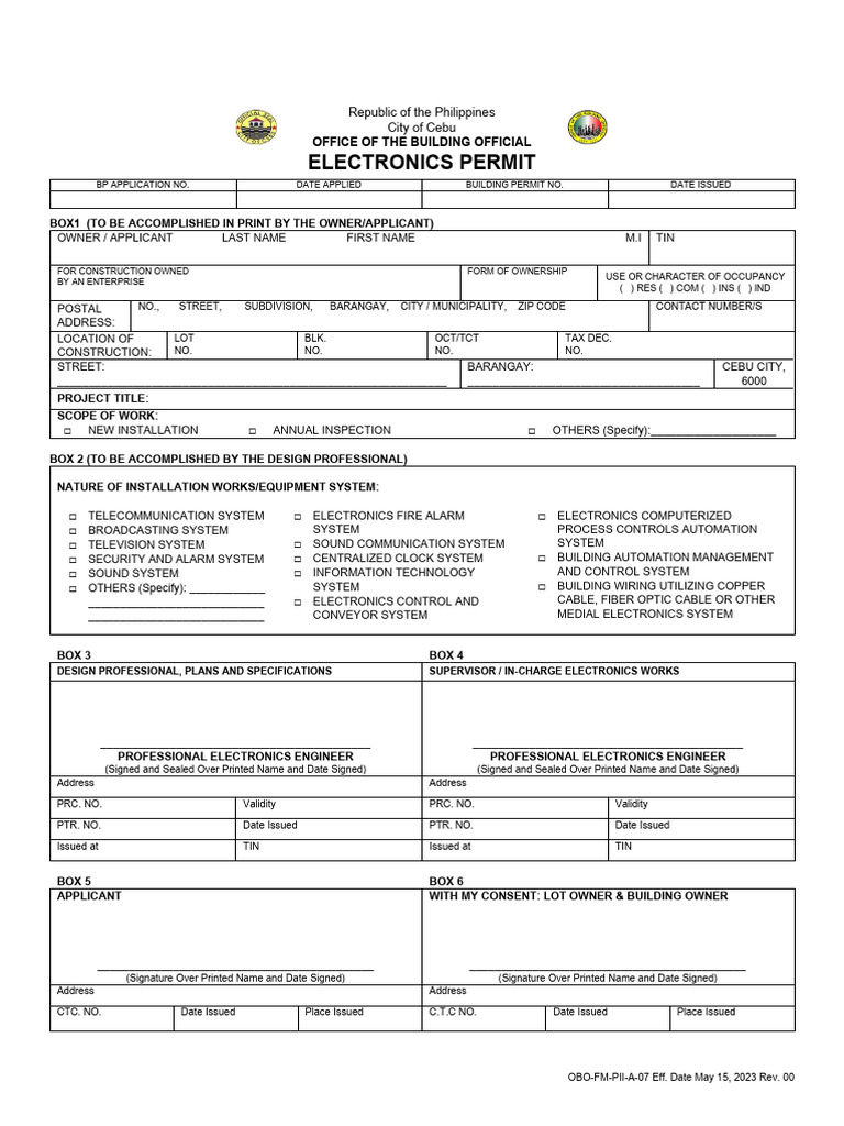 Cebu Electronics Permit Application | PDF