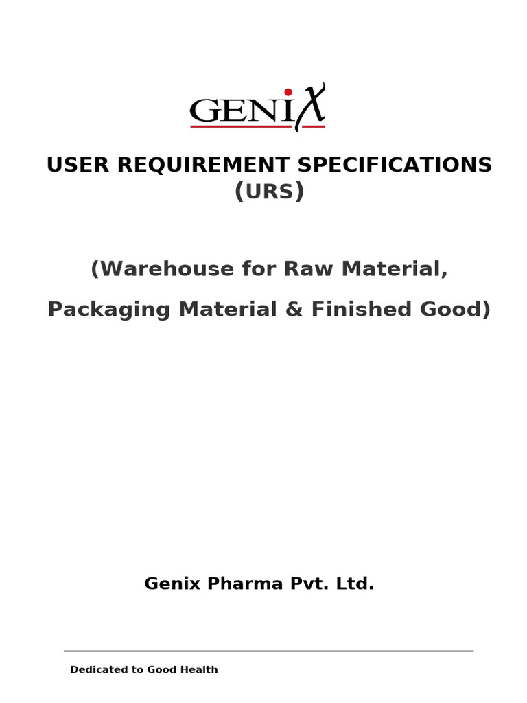 Genix Pharma Warehouse URS Document | PDF | Warehouse | Pallet