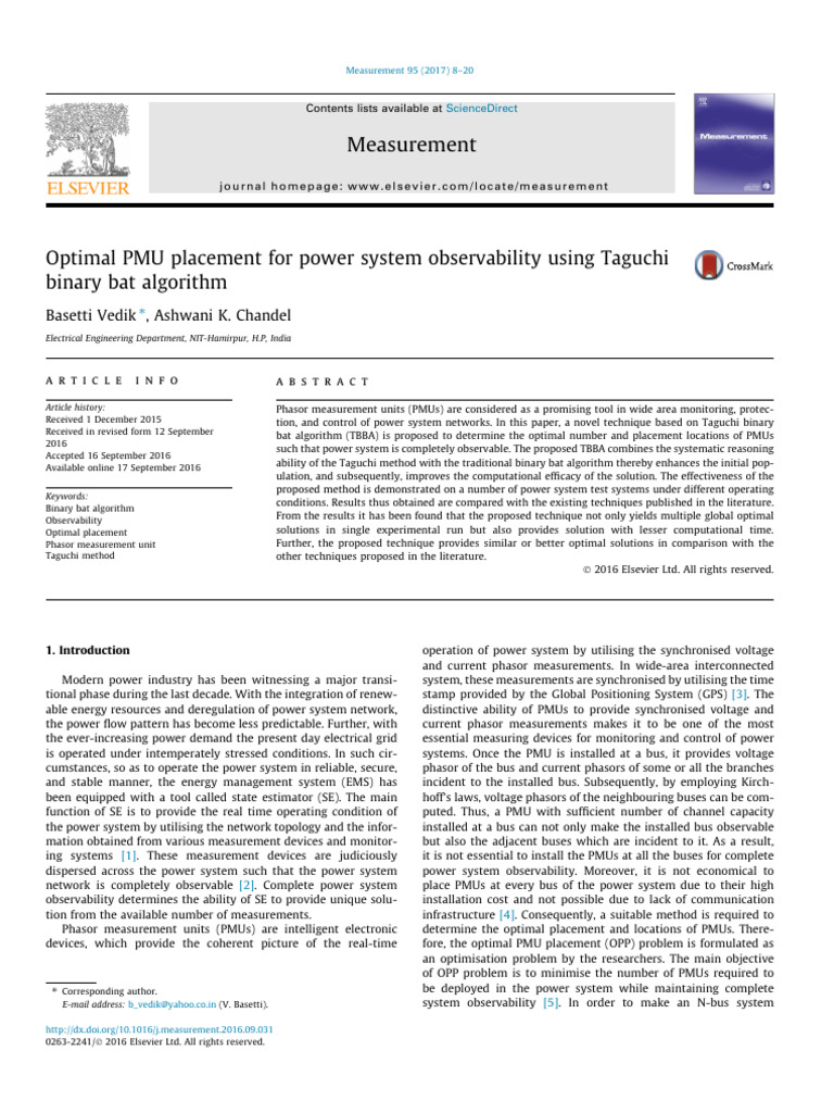 Optimal PMU Placement Using TBBA | PDF | Mathematical Optimization ...