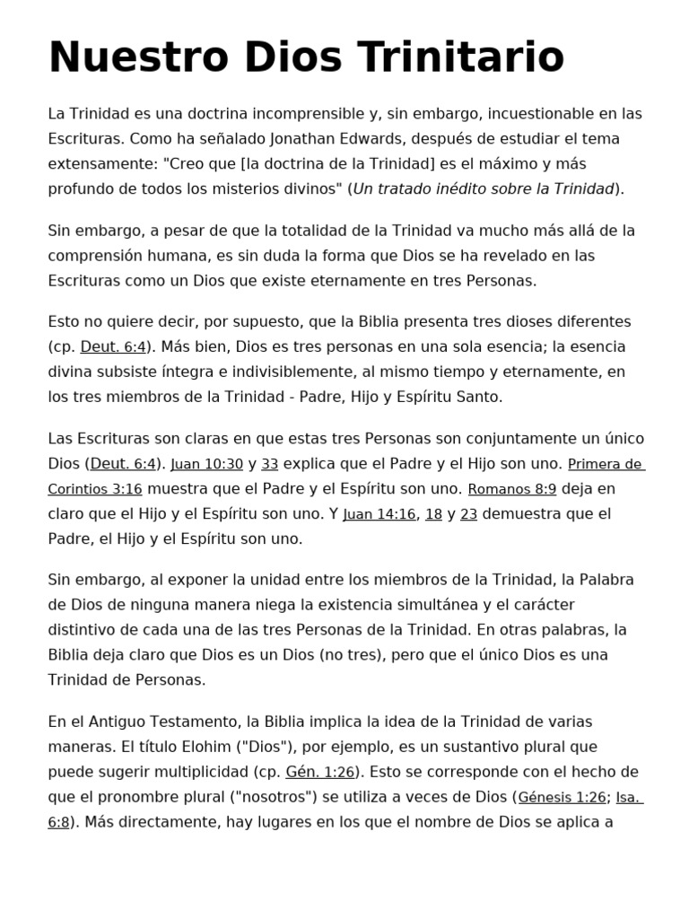 La Doctrina de la Trinidad en la Biblia | PDF | Trinidad | espíritu Santo