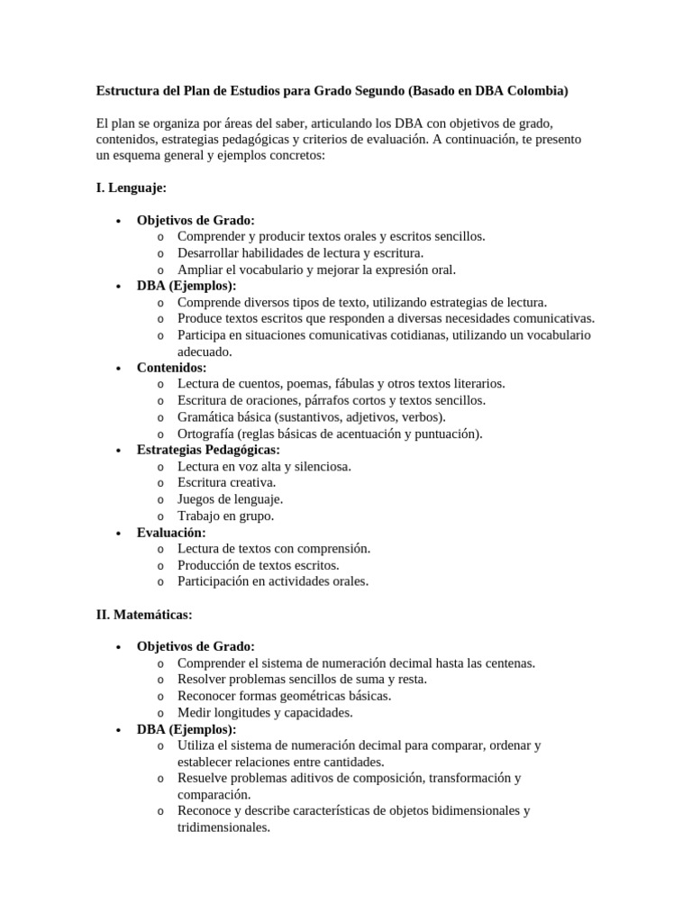 Plan de Estudios para Grado Segundo en Colombia | PDF | Geometría ...