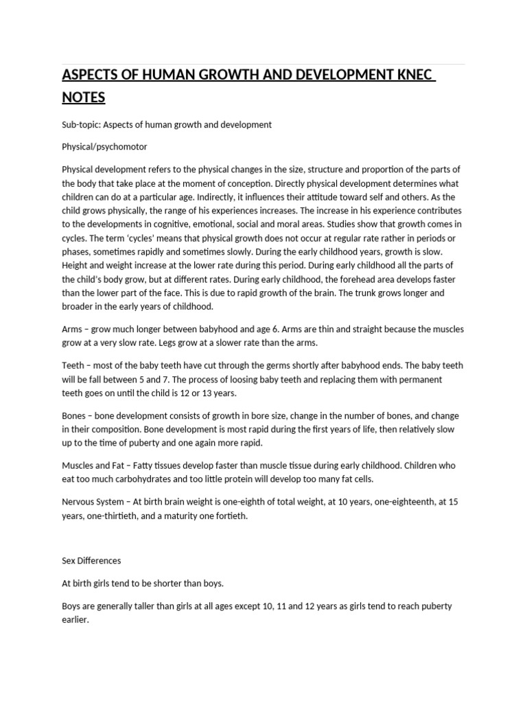 Child Growth and Development Overview | PDF | Perception | Language ...
