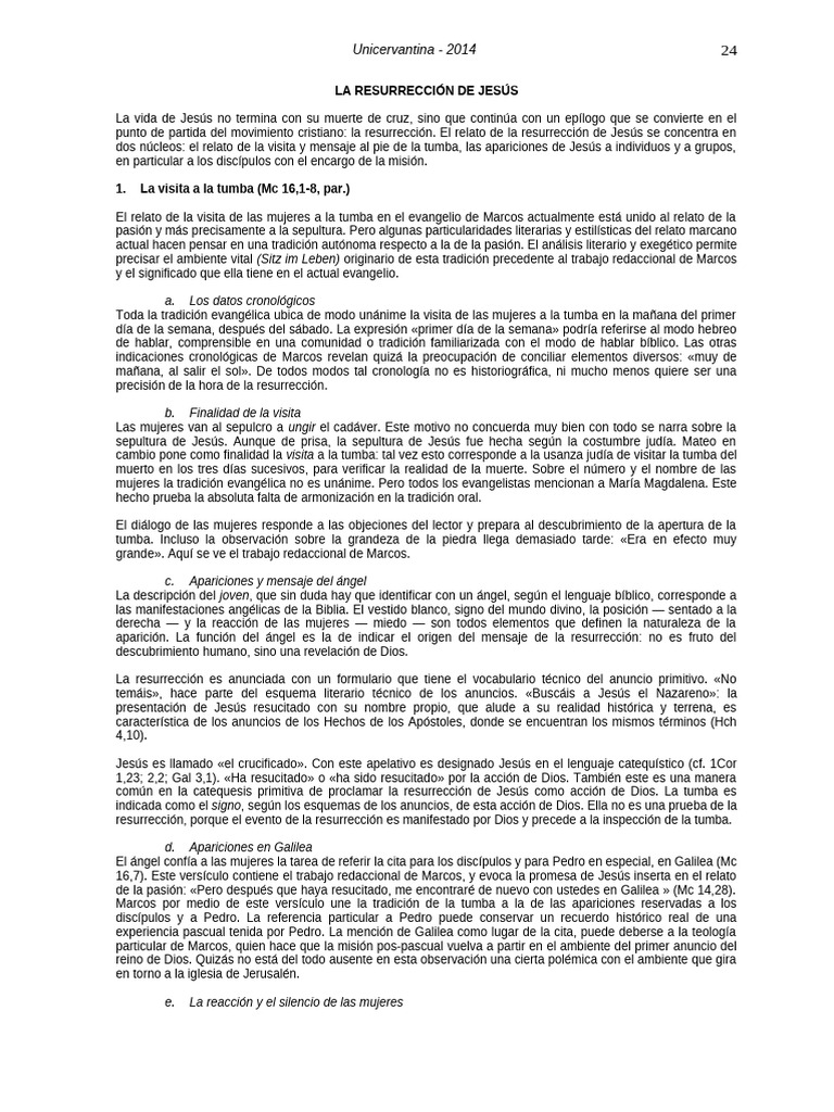 Resurrección de Jesús: Análisis Bíblico | PDF | La resurrección de ...