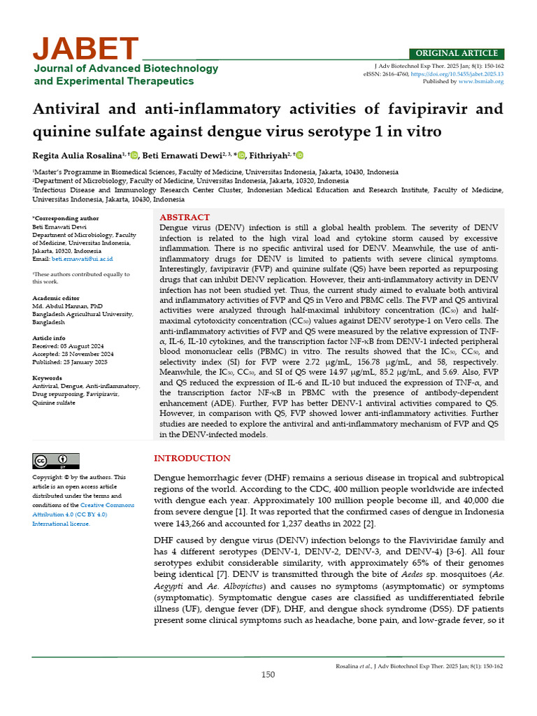 Antiviral and anti-inflammatory activities of favipiravir | PDF ...