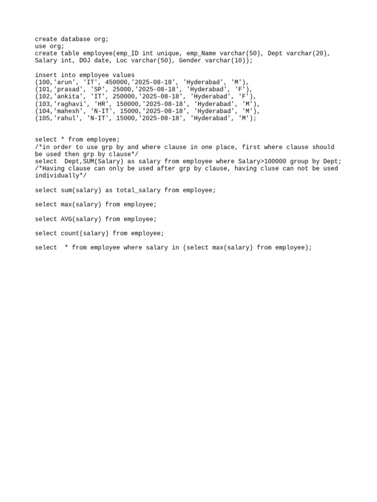 Create database org pdf