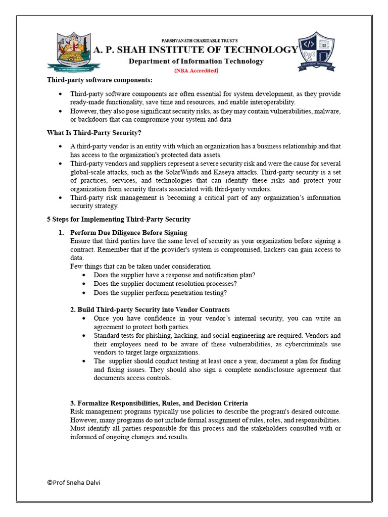 Module 3 - Third Party Componets | PDF | Security | Computer Security