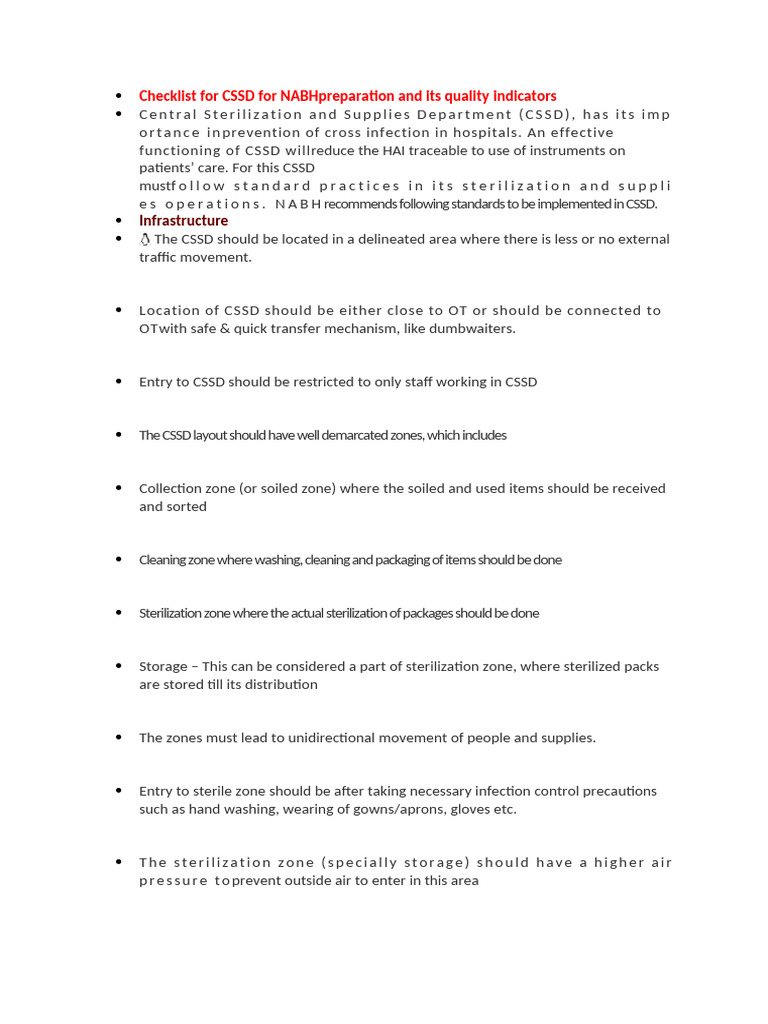 CSSD Quality Indicators and Guidelines | PDF | Sterilization ...