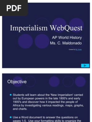 Imperialism Webquest New Imperialism Africa