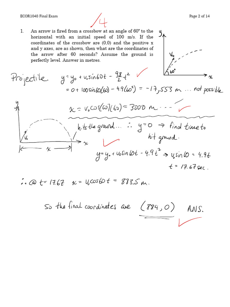 Winter 2023 Final Exam Solutions | PDF | Collision | Physical Phenomena