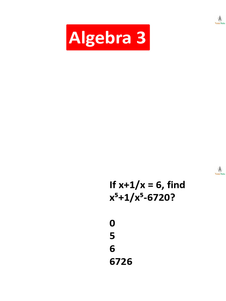 Algebra 3 Problem Solutions and Values | PDF