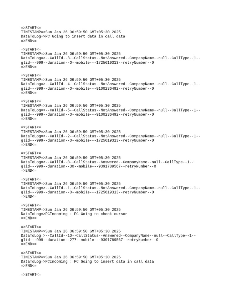 Null Number Call Data Log | PDF | Computing | Information Technology
