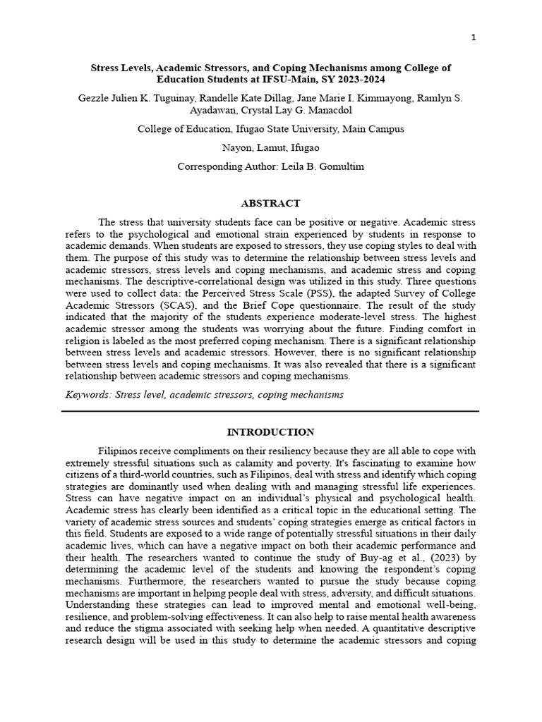 Stress and Coping in Education Students | PDF | Stress (Biology ...