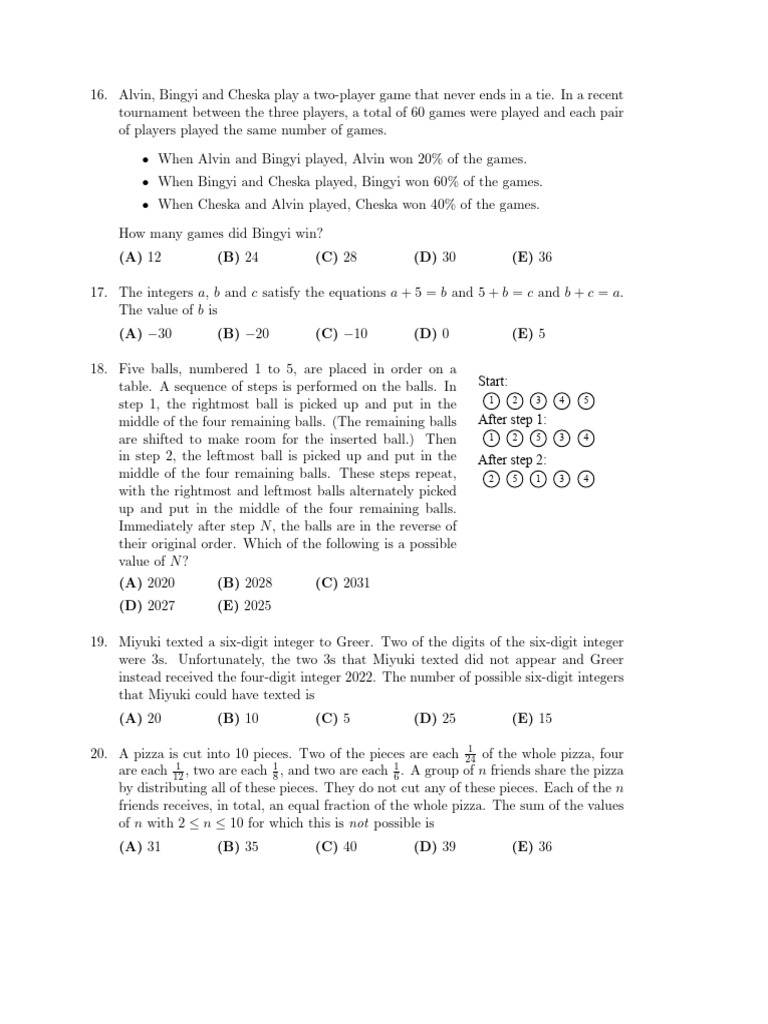 Game and Math Problem Solutions | PDF | Circle | Mathematics