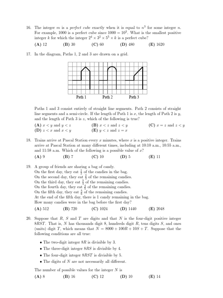 2021PascalContest (1) - 4-5 | PDF | Mathematical Concepts | Elementary ...