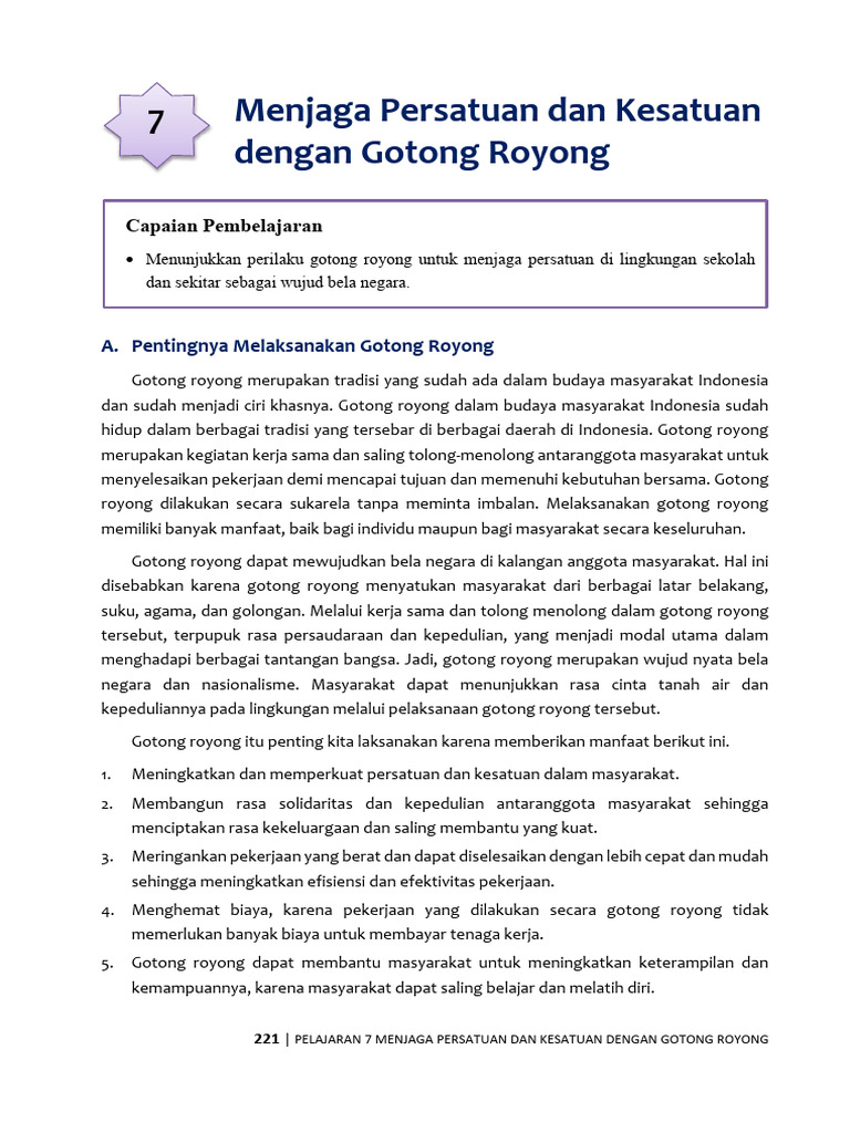 Gotong Royong untuk Persatuan Bangsa | PDF