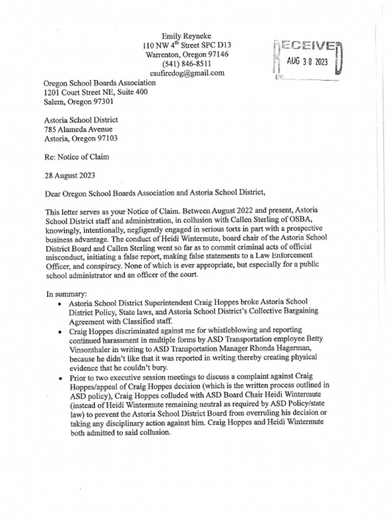 Exhibit A (Ron Brown Response To Emily Reyneke Oregon State Bar ...