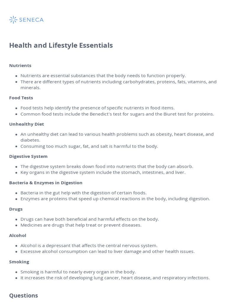 Essential Nutrients and Healthy Living Guide | PDF | Digestion | Foods