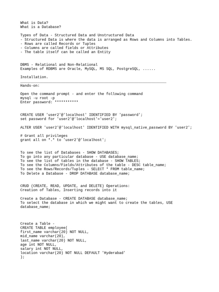3a.SQL Handson-Table Creation | PDF | Databases | Relational Database