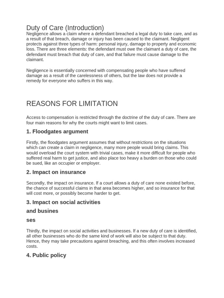 Understanding Duty of Care in Negligence | PDF | Negligence | Duty Of Care