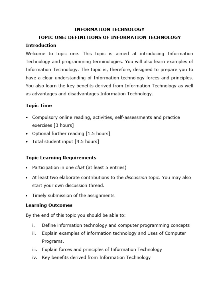 Topic One and Two Notes Comp 100 | PDF | Computer Data Storage | Input ...