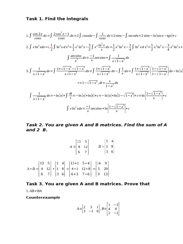 Math homework 3 | PDF | Linear Algebra | Functions And Mappings