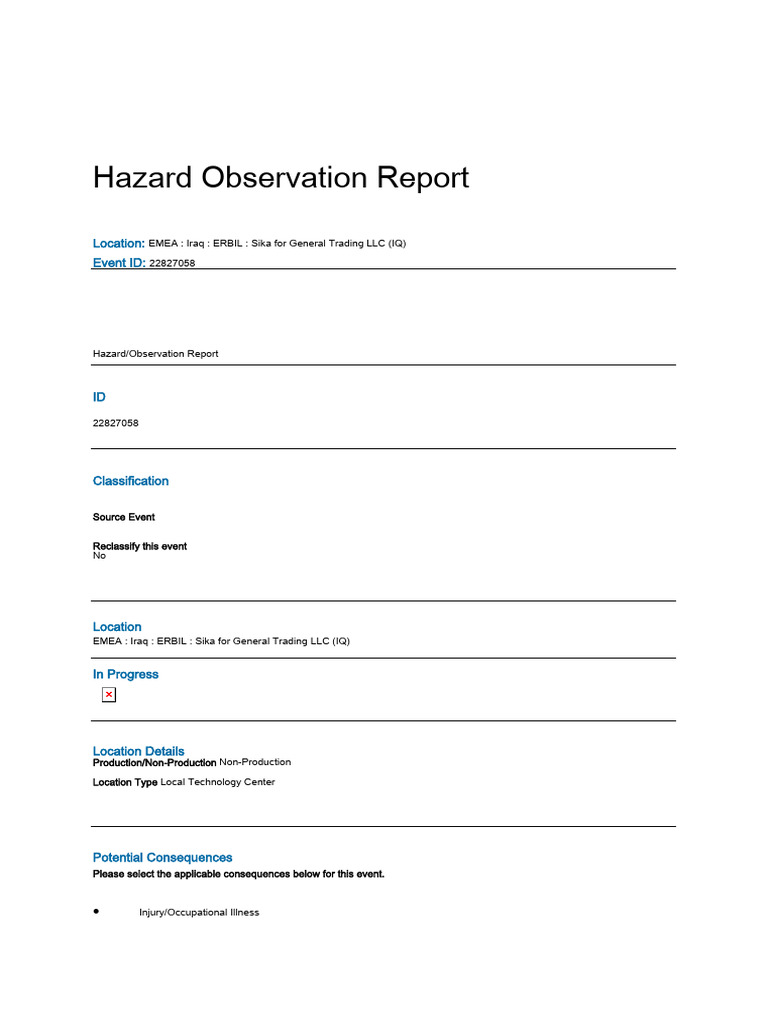 Hazard Report: Insect Infestation Risk | PDF | Occupational Safety And ...